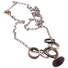 Lotus Sterling and Bronze Necklace