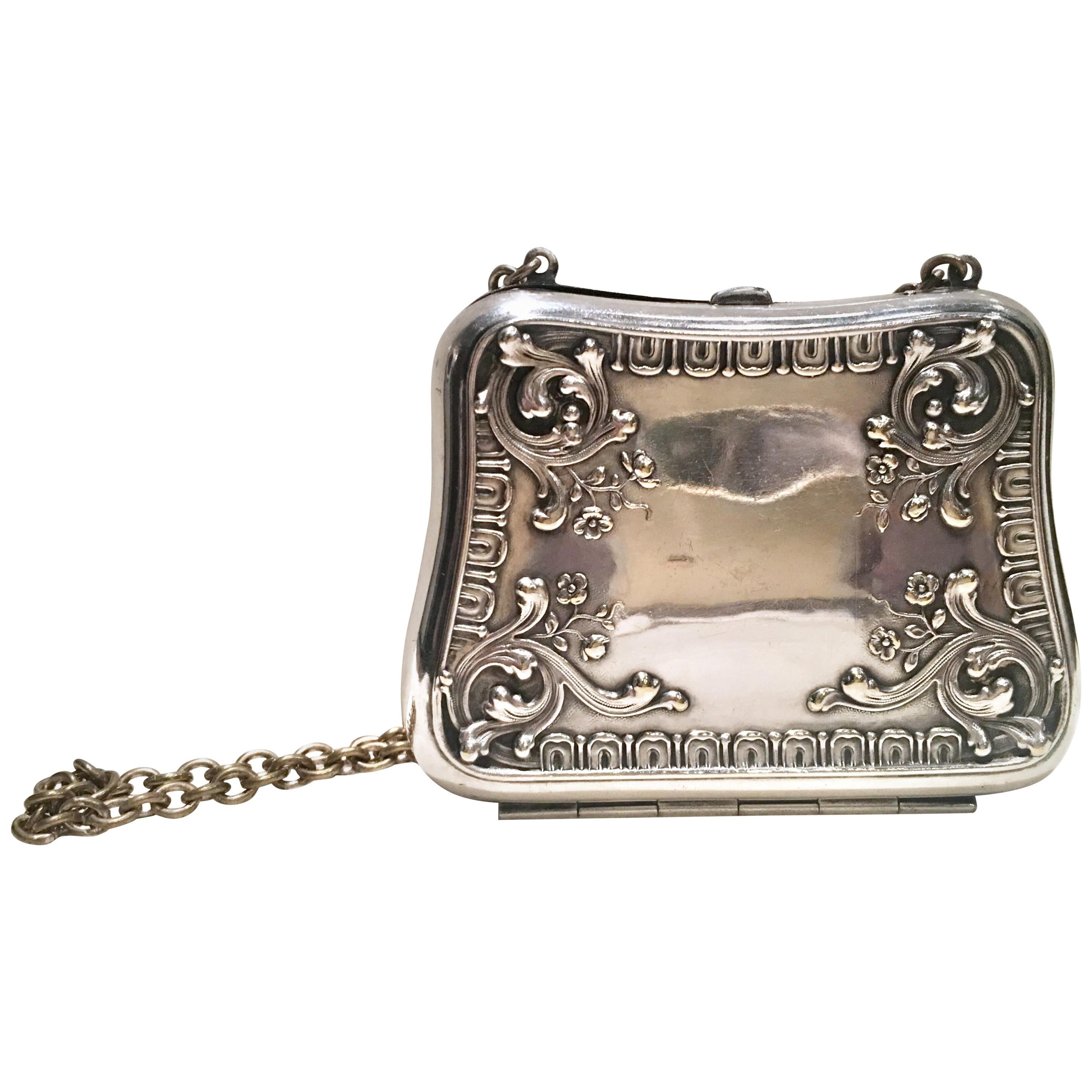 Antique German Art Nouveau Sterling Silver "Dance Purse" Evening Bag