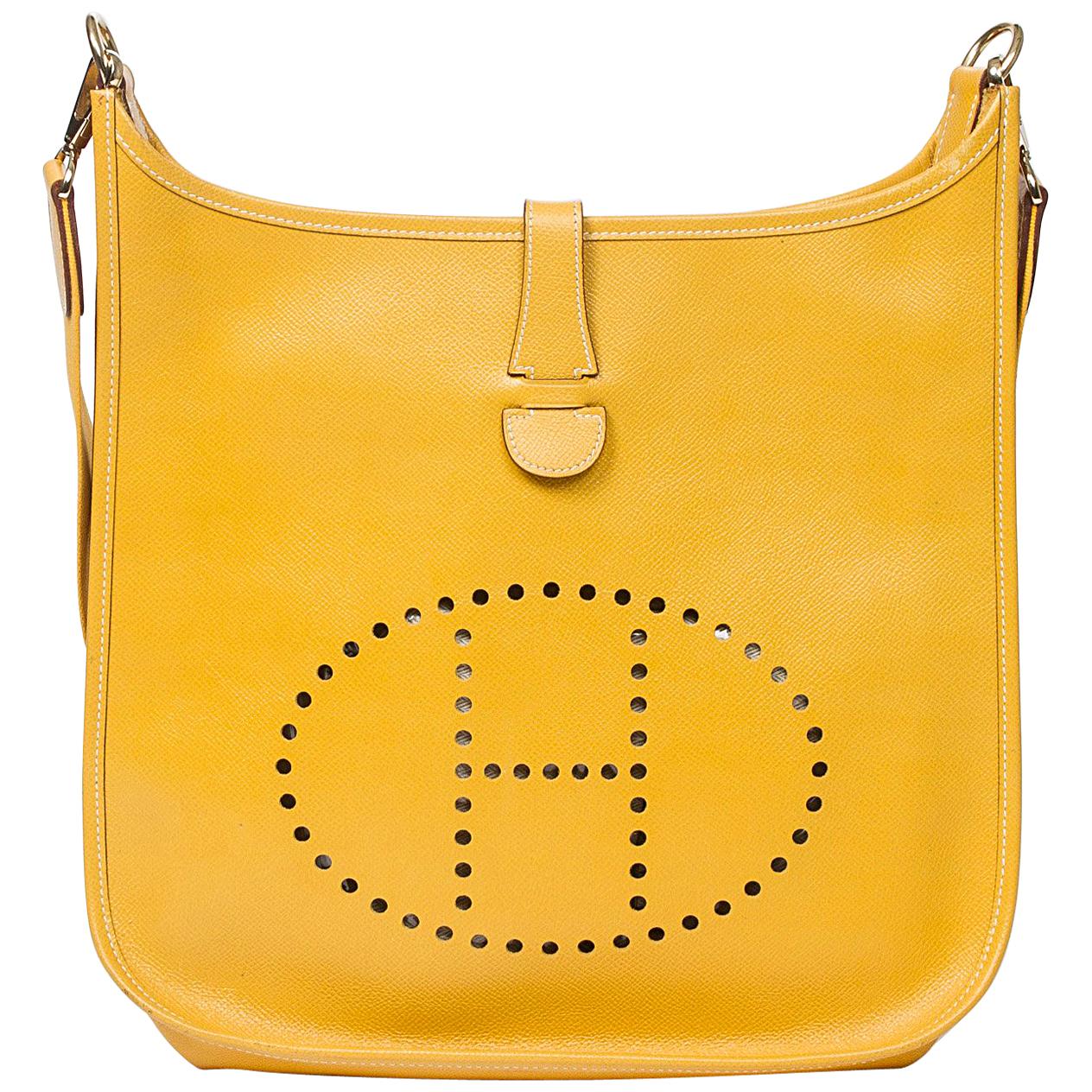 Hermes  Evelyne I GM Yellow Calf Leather Shoulder Bag