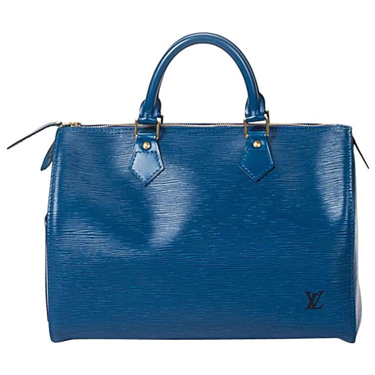 Louis Vuitton Speedy 25 Blue Calf Leather For Sale