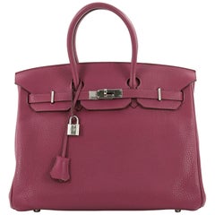 Hermes Birkin Handbag Tosca Clemence with Palladium Hardware 35 