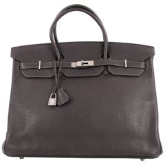 Hermes Birkin Handbag Graphite Clemence with Palladium Hardware 40