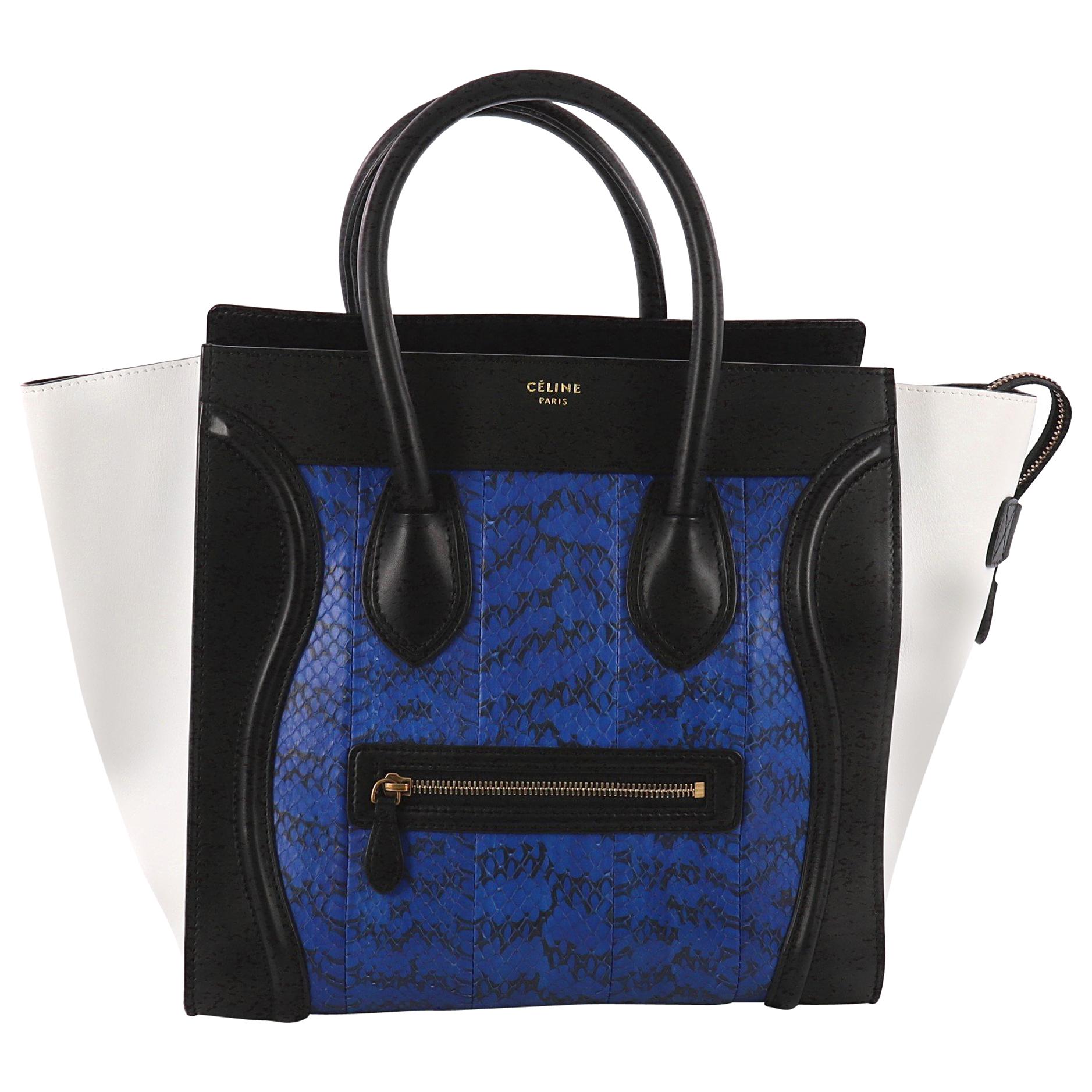 Celine Tricolor Luggage Handbag Python and Leather Mini 