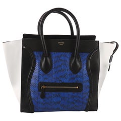 Celine Tricolor Luggage Handbag Python and Leather Mini