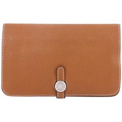 Genuine HERMES Dogon Duo blue Grey Bifold wallet