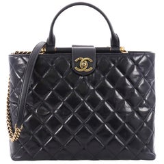 Chanel Gold Bar Tote Quilted Aged Calfskin