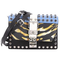 Prada Elektra Small Studded Printed Leather Shoulder Bag