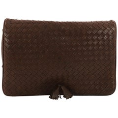 Bottega Veneta Tassel Flap Clutch Intrecciato Nappa Medium