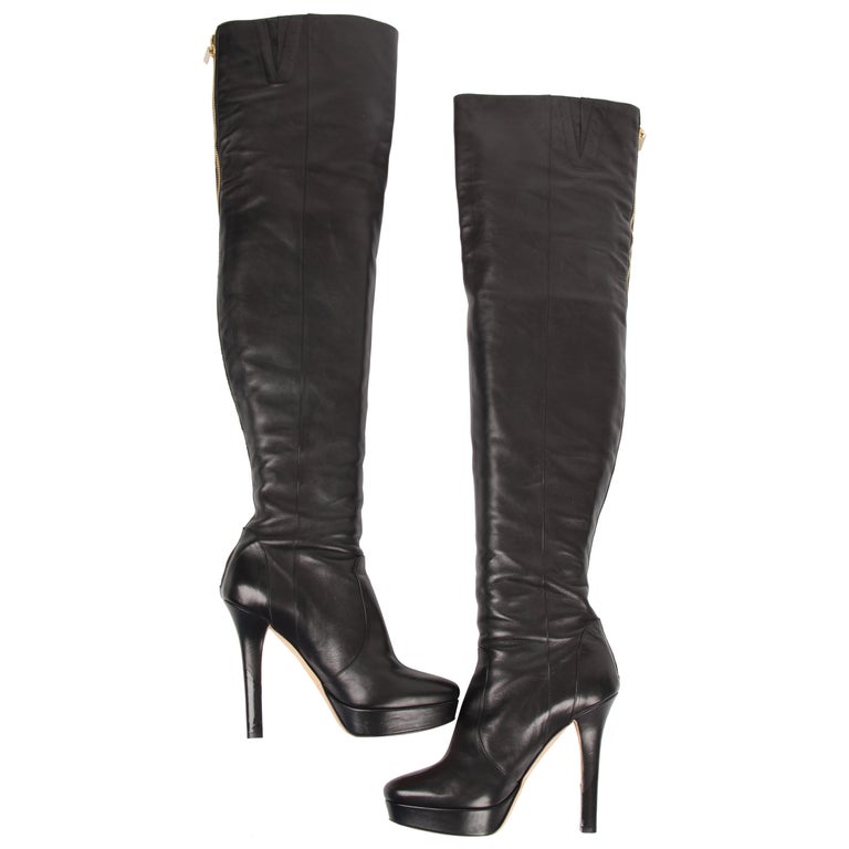 knee high platform boots with buckles