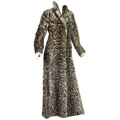 New Roberto Cavalli Runway F/W 2016 Collection Fur Long Leopard Print Coat 42