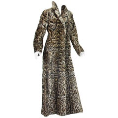 New Roberto Cavalli Runway F/W 2016 Collection Fur Long Leopard Print Coat  42