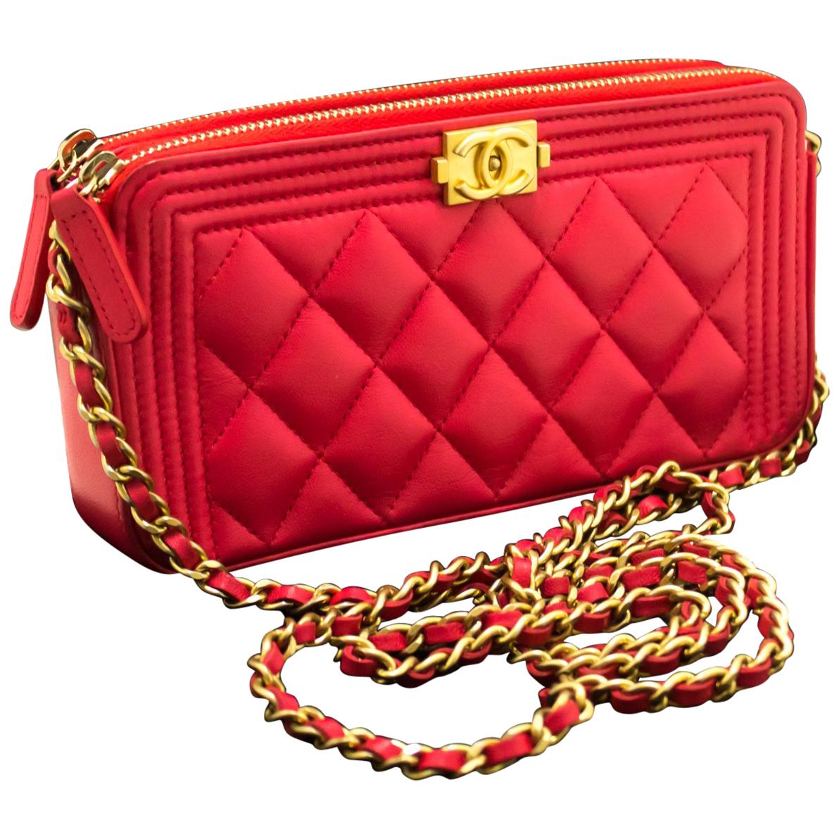 CHANEL Boy Hot Pink Wallet On Chain WOC W Zip Chain Shoulder Bag For