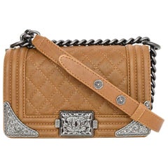Chanel Brown 2014 Calfskin Quilted Paris/Dallas Small Cowboy Boy Crossbody Bag