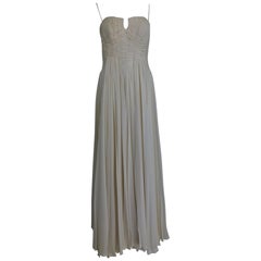  Fernanda Gattinoni Couture Ivory pleated silk chiffon evening gown 1950s