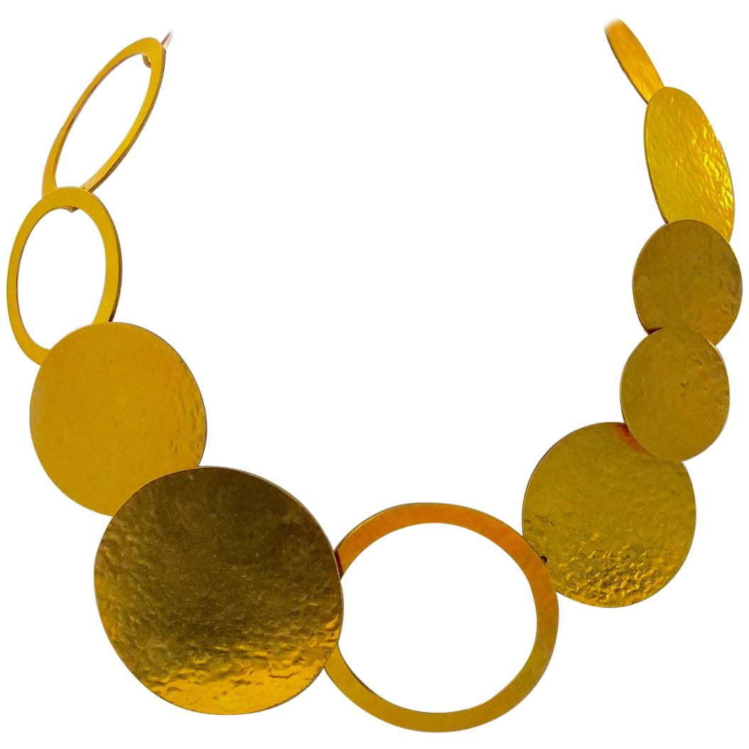 Herve Van Der Staeten Gold Circle Statement Necklace 