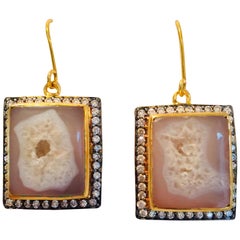 Orecchini con Zircone Cubico Geode Druzy