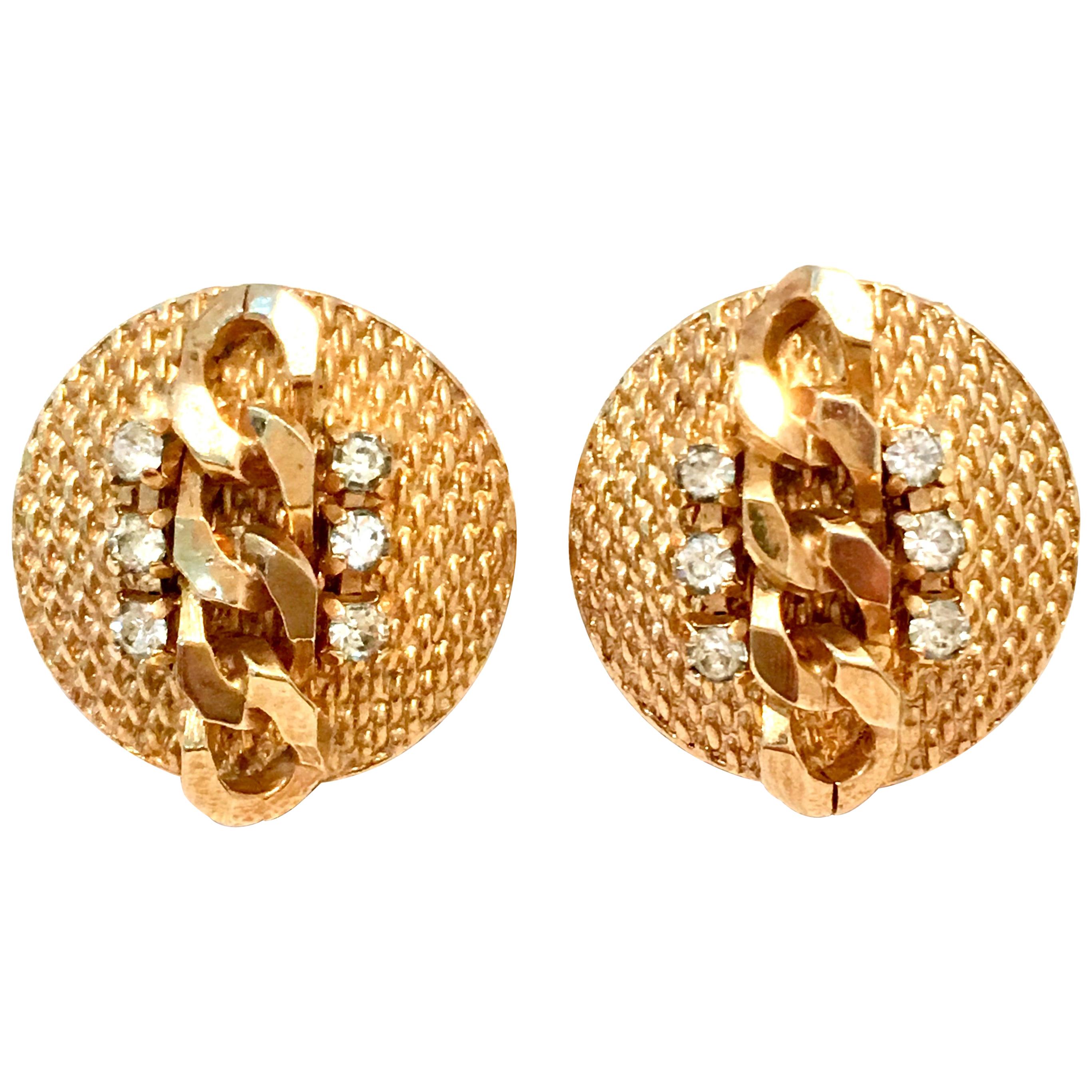 1950'S Pair Of Gold & Swarovski Crystal Earrings By, Jewels By Julio For Sale