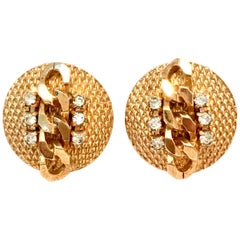 1950'S Pair Of Gold & Swarovski Crystal Earrings By, Jewels By Julio