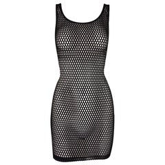 Dolce & Gabbana D&G Black Fishnet Mesh Wiggle Mini Dress, 1990s