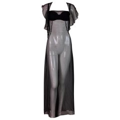 Dolce & Gabbana Runway Sheer Black Silk Bra Gown Dress, F / W 1999