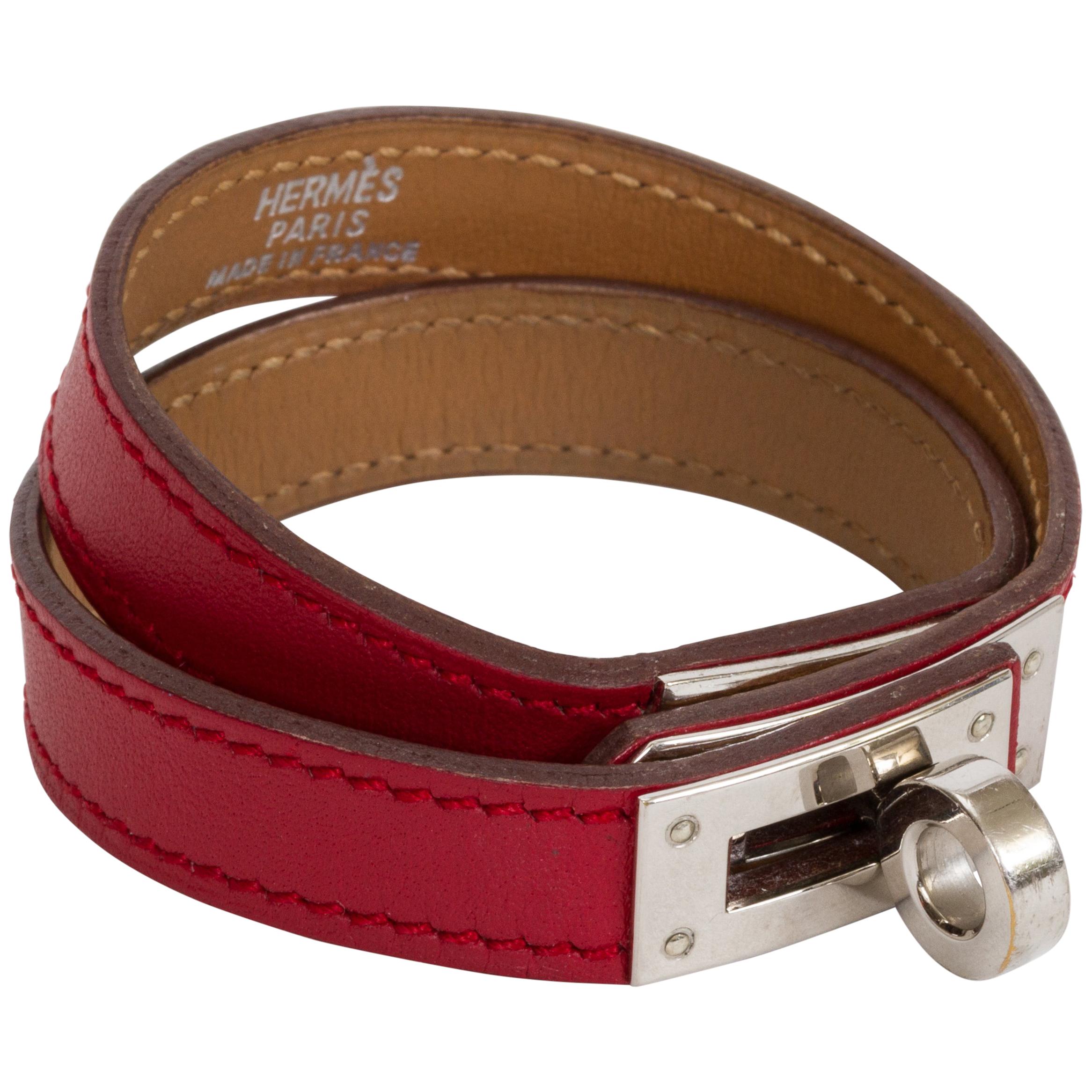 Hermès Red Double-Wrap Kelly Bracelet