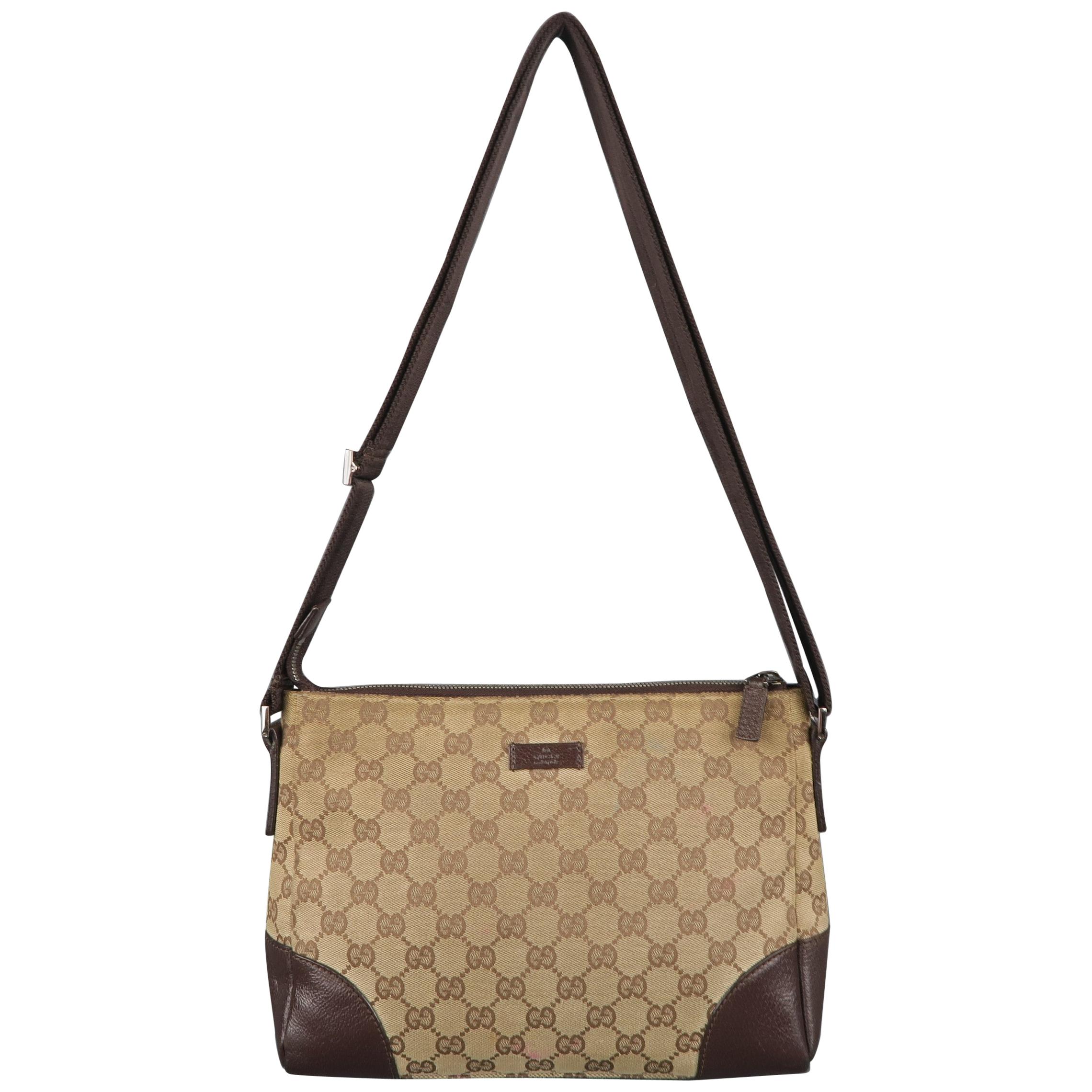 Vintage GUCCI Tan Guccissima Monogram Canvas Cross Body Handbag