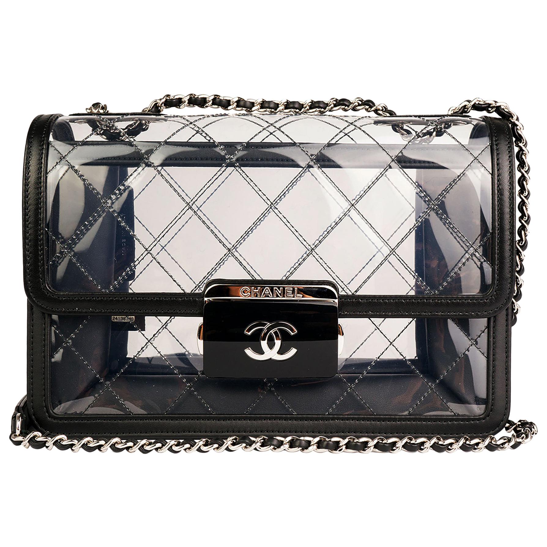 PVC bag CHANEL, STRAP CUTTING, CHANEL INSPIRED BAG. Clear PVC