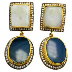 Geode Druzy Blue White Cubic Zircon Earrings - As featured in Oprah Magazine
