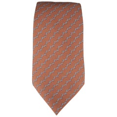 HERMES Tie - Brown Silk H Pattern Neck Tie