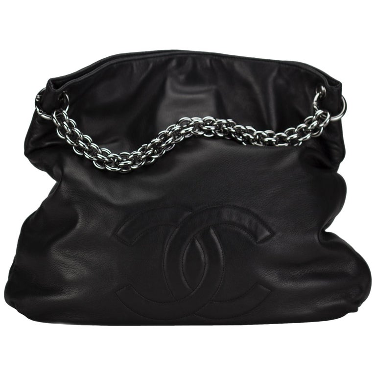 Chanel Modern Thick Chunky Chain Exotic Python Metallic Blue Hobo