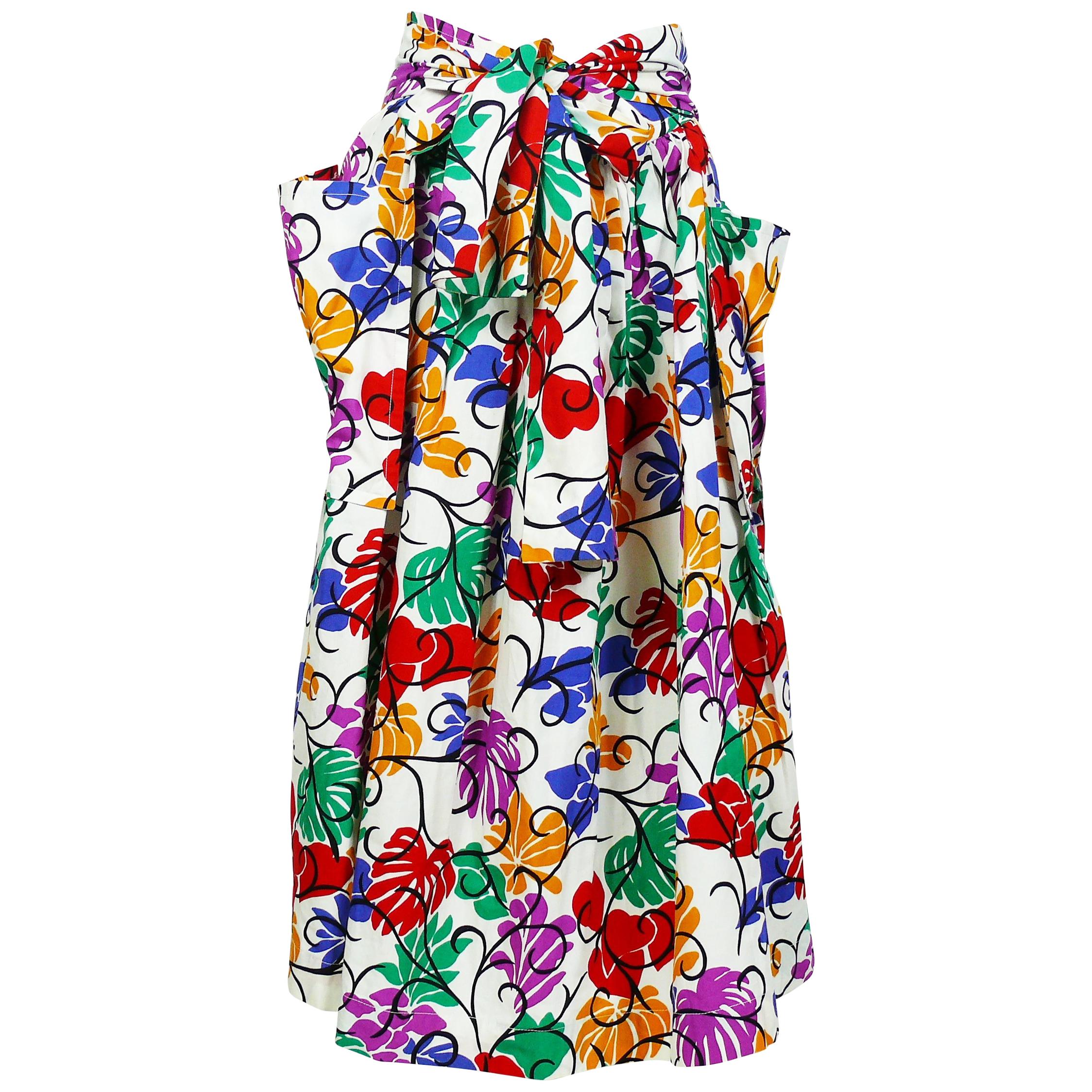 Yves Saint Laurent YSL Vintage Matisse Inspired Floral Cotton Sash Skirt