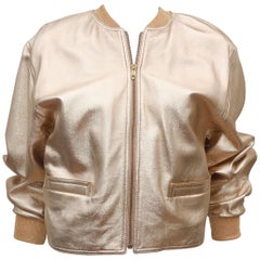 Retro C.1990 Isaac Mizrahi Gold Leather Bomber Jacket