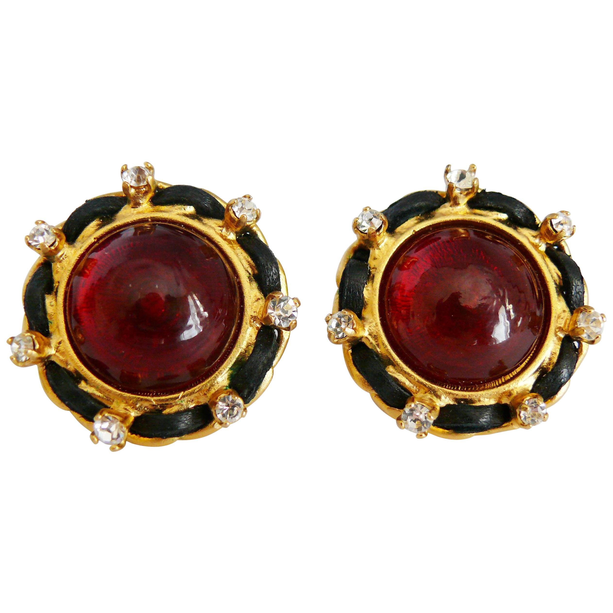Chanel Vintage Red Gripoix Clip On Earrings, Fall 1995