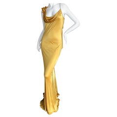 John Galliano Marigold Draped Bias Cut Floral Trim Evening Dress, Spring 2000