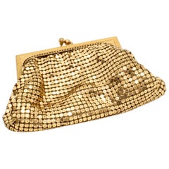 Whiting & Davis 1970s Vintage Gold Mesh Evening Purse