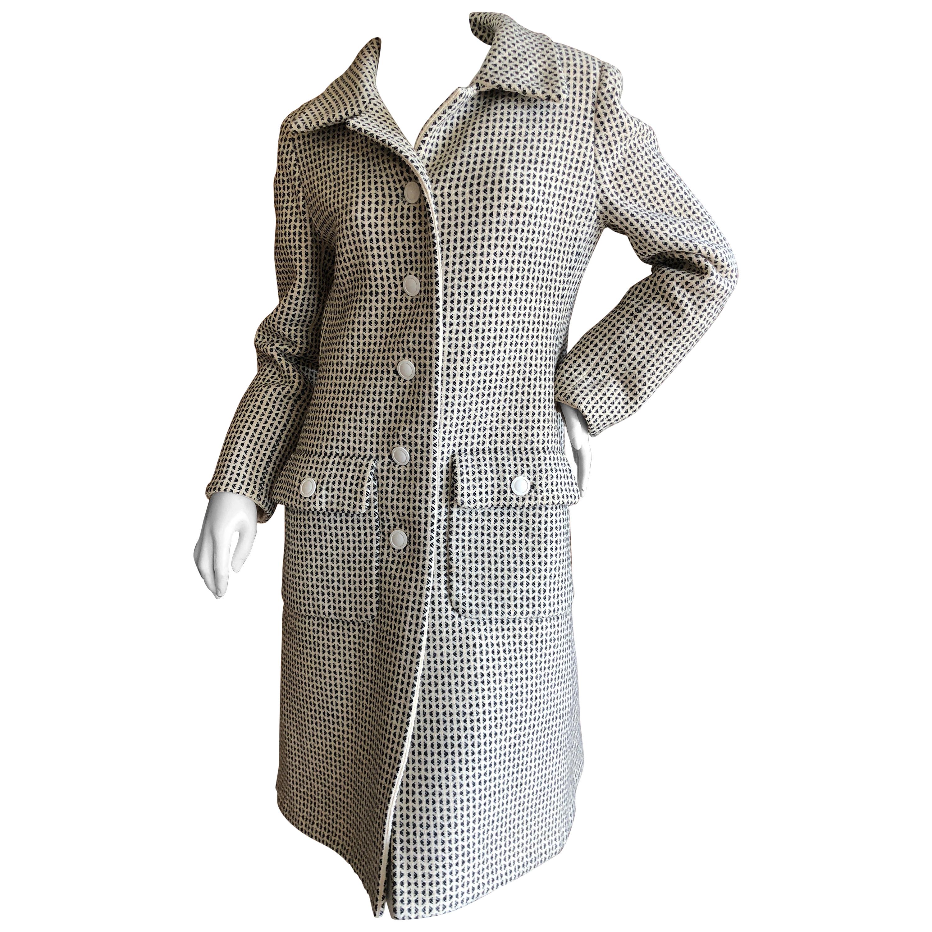 Galanos Vintage 1969 Check Wool Coat For Sale