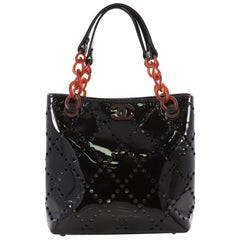 Chanel Vintage Resin Chain Shopping Tote Perforated Patent Small