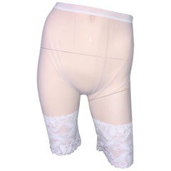 Vintage Unworn S/S 1994 Gianni Versace Sheer White Mesh Fishnet Lace High Waist Shorts