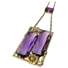 Antique  Amethyst glass pendant Arts and Crafts style pendant, Czech 1920s 