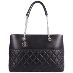 Chanel CC Charm Open Shopping Tote Quilted Lambskin Large