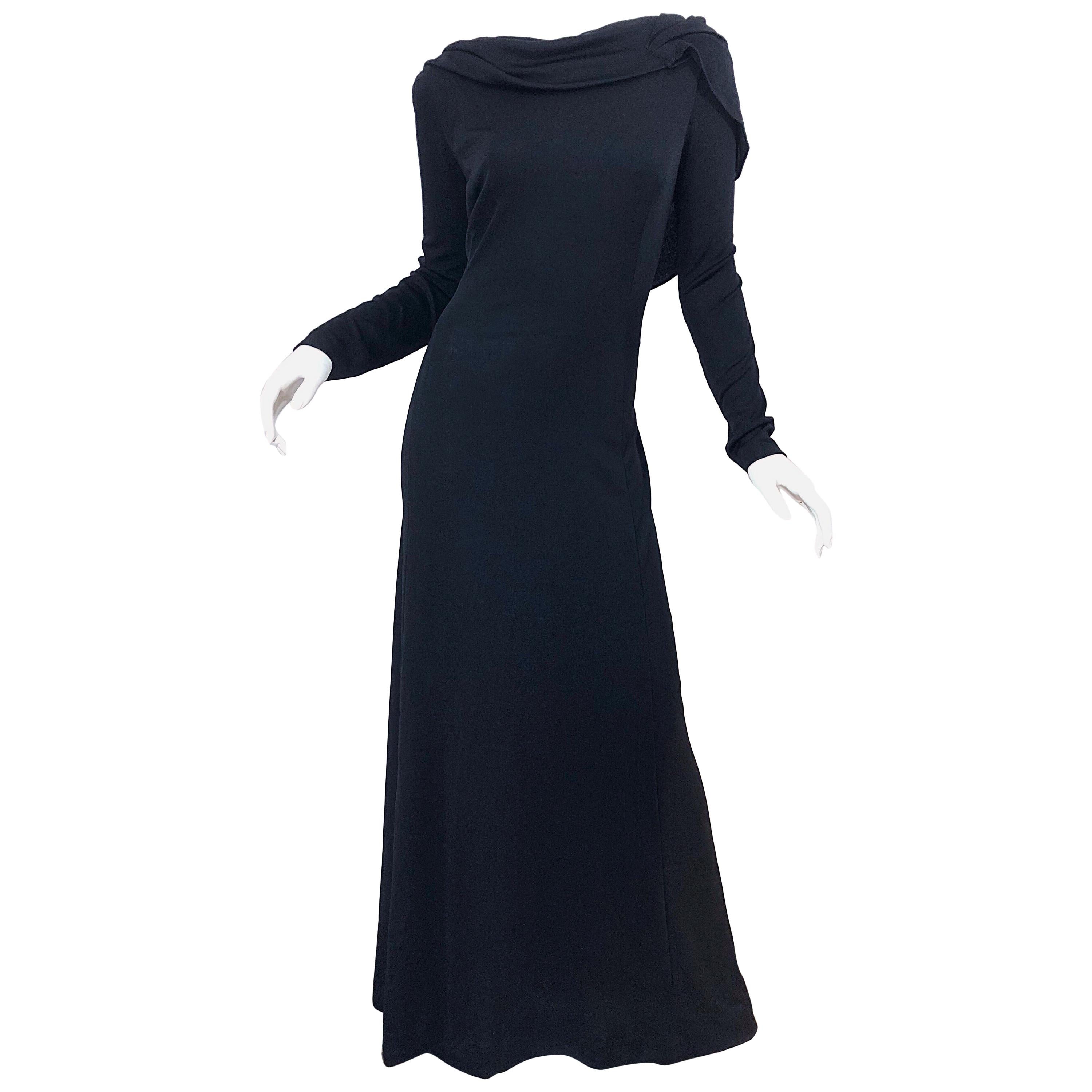 1970 Luis Estevez Drammatico abito a collo alto vintage anni '70 in jersey grezzo in vendita