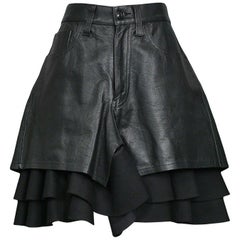 Vintage Junya Watanabe Leather & Wool Ruffle Shorts