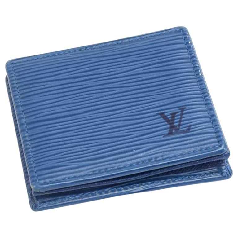 Louis Vuitton Porte Monnaie Boite Blue Epi Leather Coin Case For Sale