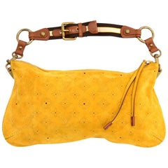 Used Louis Vuitton Onatah Pochette Yellow Fleurs Suede Leather Shoulder Bag - Limited