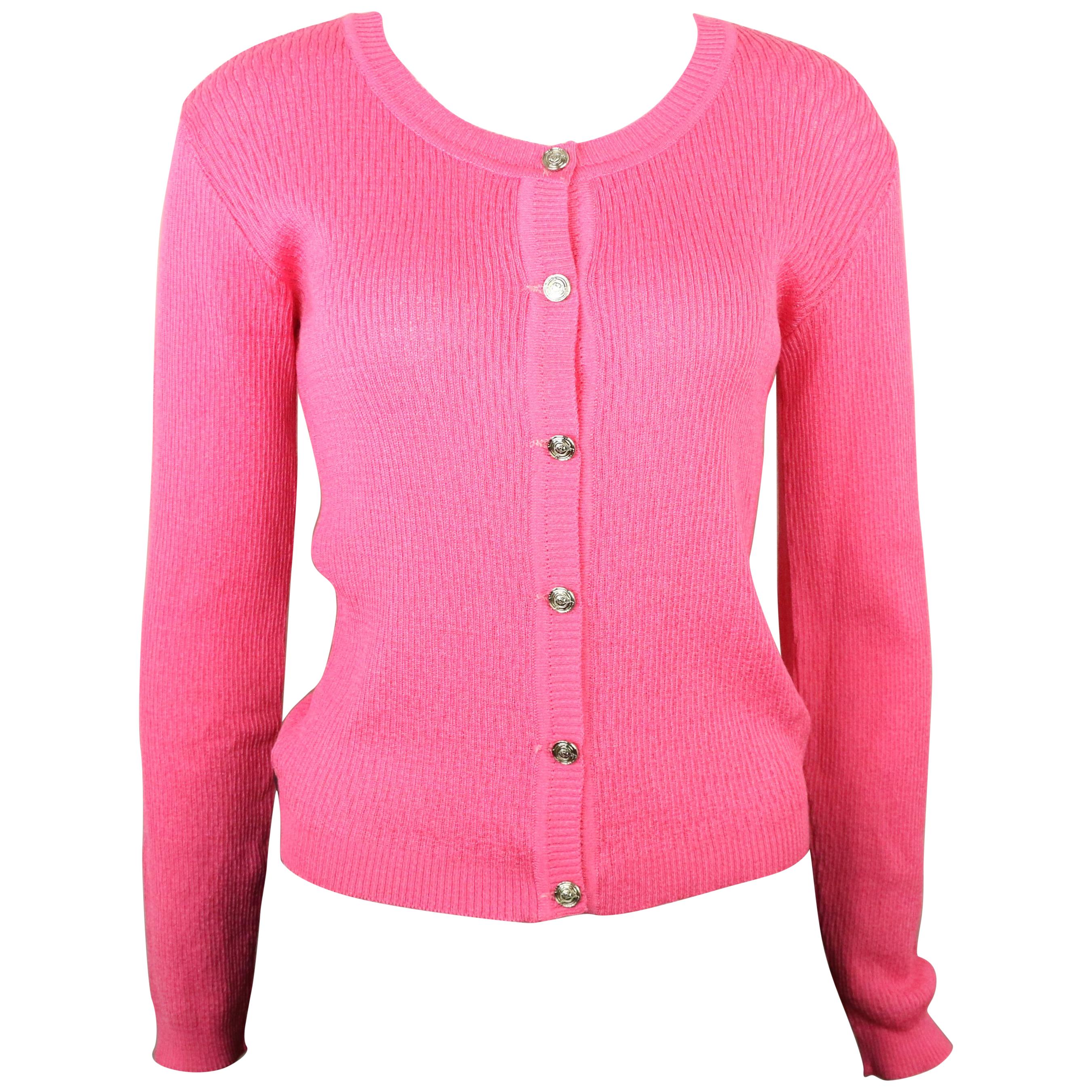 Gianni Versace Jeans Couture Pink Knitted Cardigan  For Sale