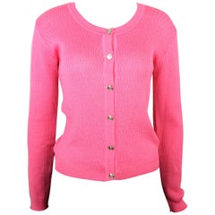 Cardigan en maille rose Jeans Couture de Gianni Versace