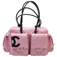 Large CHANEL 'Cambon' Reporter Bag in Pink Quilted Smooth Lambskin Leather