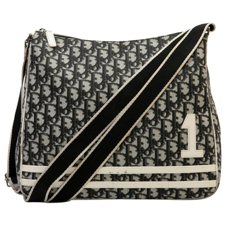 CHRISTIAN DIOR Vintage Bag in Black, White and Gray Monogram Canvas