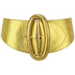 Vintage 1980's Donna Karan Sculptural Gold Leather Belt