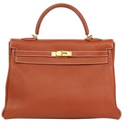 2001 Hermes Brique Togo Leather Retourne Kelly 32cm Bag